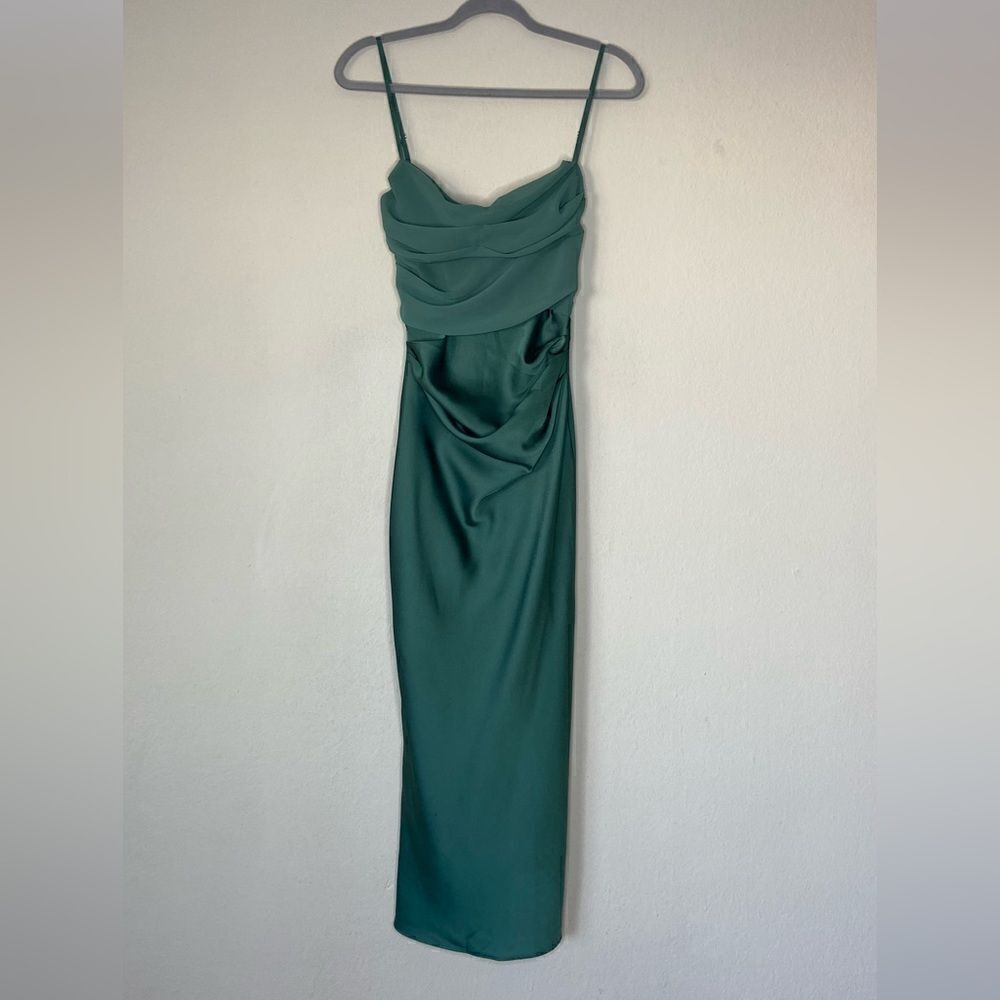 House of Cb Teia Forest Draped Corset Midi Green Dress Tank Size XS - Picture 9 of 12